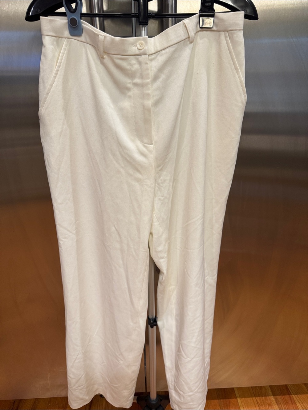 Dialogue Cream High-Waist Straight Trousers